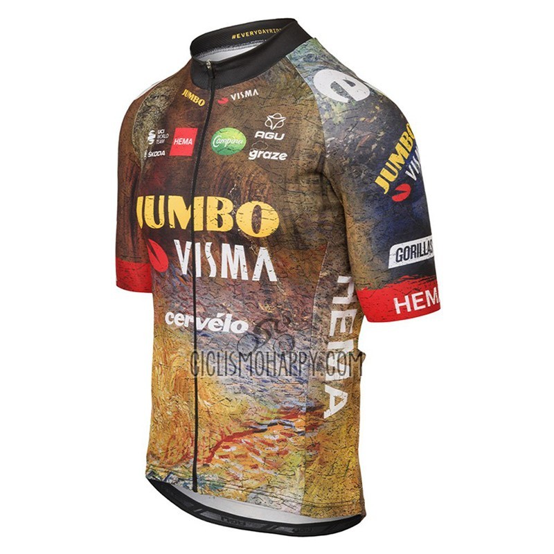 Jumbo Visma Cycling Jersey Bib Short 2023 Men Short Sleeve Green